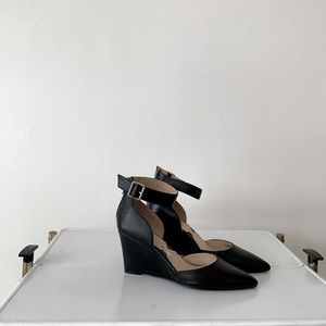 Pointy Toe Black Wedge Heels